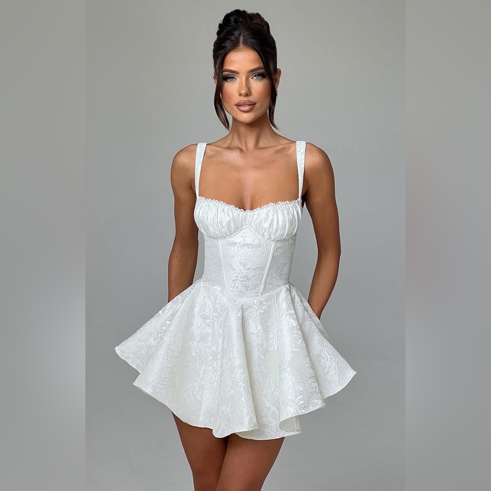 White Corset BabyBoo Playsuit with Detachable Bow